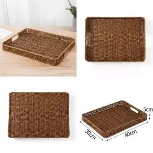 센스 YZI189M0 사각 라탄짜임 트레이 40x30cm 다과 라탄바스켓