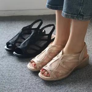 여자 데일리 시원한 메쉬 소재 발편한 통굽 슬링백 샌들 슈즈