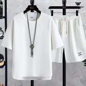 남자 와플 반팔티 반바지 세트 여름 오버핏 트레이닝 세트 빅사이즈 츄리닝 홈웨어 WI140SET