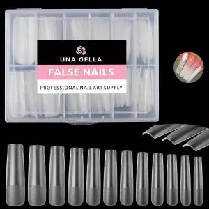 UNA GELLA XXL 롱 스퀘어 네일 팁 필요 없음 파일 26pcs 엑스트라 스트레이트 젤 C 커브 풀 커버 누름