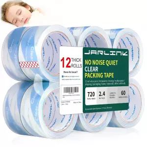 JARLINK 소음 없는 조용한 포장 테이프 2롤 용 무빙 씰링용 헤비 듀티 두께 240만 너비 88인치 60야드