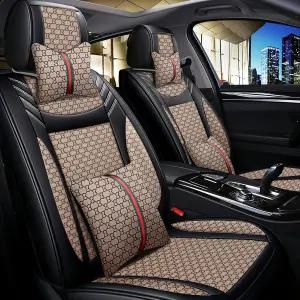 카시트 커버 풀 세트 목 베개 된 소프트 통기성 시트 대부분의 5인승 자동차 SUV 에어백 호환 베
