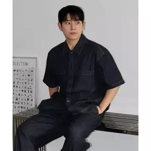 마인드브릿지 COUTURE논 페이드 데님 오버핏 반팔셔츠