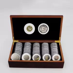나무 케이스 홀더 컬렉션 디스플레이가 있는 50개 46MM 동전 캡슐 보관함