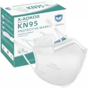 XAOKOS 조절 가능한 KN95 마스크 이어 루프가 있는 5겹 일회용 개별 포장