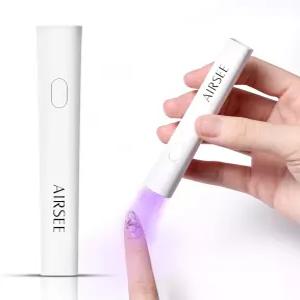 에어시 미니 핸드헬드 UV 라이트 휴대용 충전식 네일 램프 장식용 머 2개 가정용 젤 스트립 여행용(화이트)