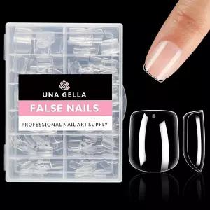 UNA GELLA 엑스트라 숏 스퀘어 네일 팁 XS 젤 26pcs 커버 2 사이즈 클리어 익스텐션 가정용 DIY 소프트