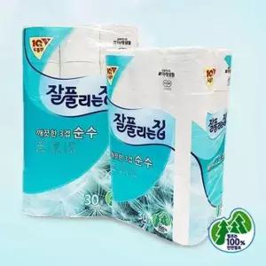 두루마리화장지 잘풀리는집 무형광 화장지 3겹 도톰한 30롤