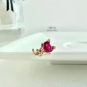 액세서리 루비 고양이 피어싱 로즈골드 18k
