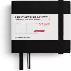LEUCHTTURM1917 - 주간 플래너 2026 하드커버 미니(A7) 블랙(2026년 1월 1일 12월 31일)