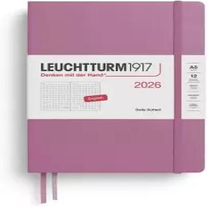 LEUCHTTURM1917 - 데일리 플래너 2026 하드커버 미디엄(A5) 점선 더스티 로즈(2026년 1월 1일 12월 31일)