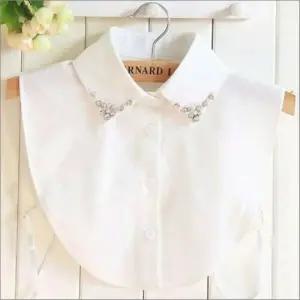 진주 넥케이프 이너셔츠 목걸이형 큐빅 레이어드 페이크카라 포인트 블라우스 가짜카라
