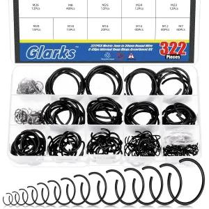 글락스 322pcs GB895.1 65백만 미터법 14 사이즈 7MM에서 원형 와이어 C 클립 내부 스냅 링 모음 키트 고정