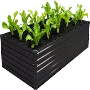 DIIIIIV 8x4x1.5피트 아연 도금 재배 정원 침대 채소 상자-직각 금속 꽃 대형 화분용 야외 과일 허브-블랙