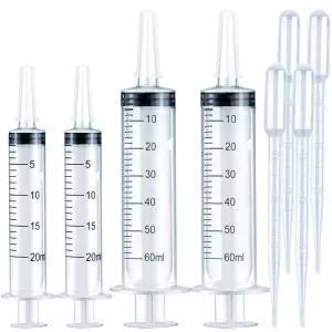 액체용 대형 주사기 4팩 측정용 20ml 및 플라스틱 립글로스 TKP 베이스 향료 오일 식품 경구용 의약품 주사
