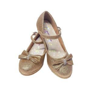 Pink Princess 결혼식과 크리스마스를 위한 플라워 걸 드레스 슈즈 - 빅 앤 리틀 5.1cm(2인치) 하이힐, 스파클 및 스트랩 포함, 골드.