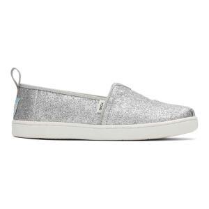 TOMS 여아용 글리터 알파르가타 로퍼 플랫, 실버 글리터, 6 대아