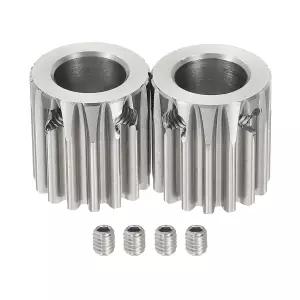 uxcell 2Pcs 1 모드 15T 스퍼 기어 10mm 보어 304 스테인리스 스틸 피니언 20 압력 각도 랙 및 RC 모델