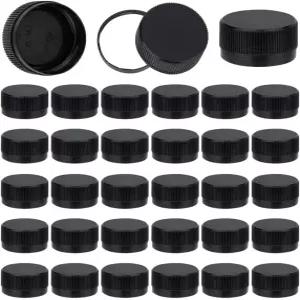 OLYCRAFT 50Pcs 플라스틱 병 뚜껑 블랙 스크류온 캡 29.5mm 내경 주전자 보관 변조 씰 교체 주스병