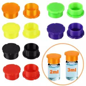2ml/3ml 바이알 캡 12팩 - 재사용 가능한 보호 플립 오프 색상 유리 누수 방지 간편한 청소 뚜껑