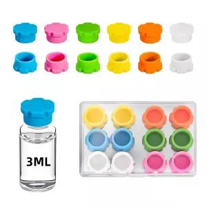 12Pcs 3ml 유리 바이알 보호 캡 누수 방지 및 방진 재사용 가능한 실리콘 커버 쉽게 청소할 수 있는 플립