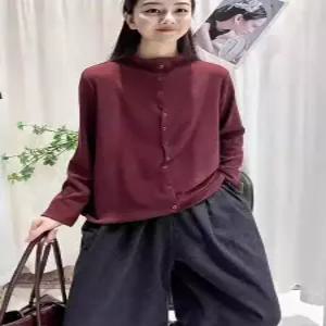 빛채운 여친 가을 솔리드 반폴라 긴팔 티 상의 OPH3