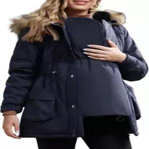 맥시 머터니티 겨울 코트 두꺼운 재킷 벌에 플리스 안감 따뜻한 후드 아웃웨어 주머니