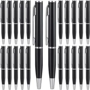 Chinco 6개 블랙 스몰 볼펜 미니 펜 벌크 메탈 스테인리스 스틸 포인트 팩 포켓 노트북 메모장 오 스쿨