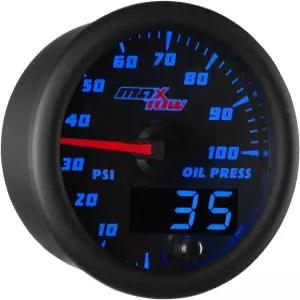 MaxTow 더블 비전 00 PSI 오일 압력 게 키트 전자 센서 블랙 페이스 블루 LED 조명 다이얼 아날로그 및