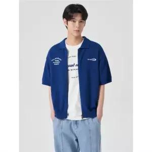 에잇세컨즈 26435ADY1P 여성 기본가디건 로고 풀집업 반소매 가디건 블루 1P 3996172