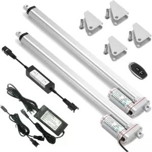 2팩 6인치 리니어 액추에이터 키트 2V 500N /330lbs 최대 트 리모컨 및 마운팅 브래킷 팅 푸시용 듀얼