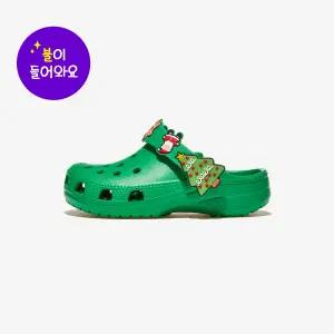 크록스 클래식 홀리데이 아이콘 라이트B 클로그 토들러 - GRASS GREEN
