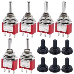 Twideec/6Pcs 미니 순간 토글 스위치 SPDT 3 위치 핀 0N -오프 ON 미니어처 AC 5A/125V 2A/250V 자동차