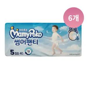 마미포코 썸머팬티형 여름 기저귀, 남아 5단계,40매, 6팩