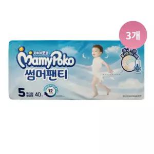 마미포코 썸머팬티형 여름 기저귀, 남아 5단계,40매, 3팩