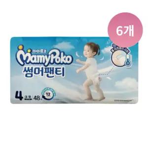 마미포코 썸머팬티형 여름 기저귀, 여아 4단계,48매, 6팩
