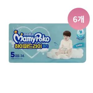 마미포코 하이퍼드라이 팬티형 남아 5단계,34매, 6팩