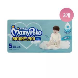 마미포코 하이퍼드라이 팬티형 남아 5단계,34매, 3팩