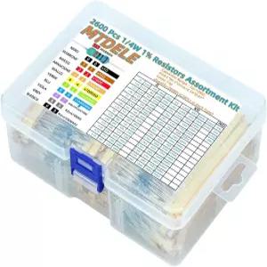 MTDELE 2600Pcs 130 값 1/4W 1 금속 필름 저항 정렬 키트 1Ohm - 10M 아두이노 전자 회로 PCB DIY와 호환됨