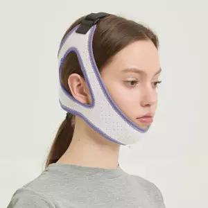 CPAP 사용자를 위한 턱 스트랩 - 조절 가능한 코 고임 방지 장치 얼굴 마스크 붕대로 입을 다물고 여성과
