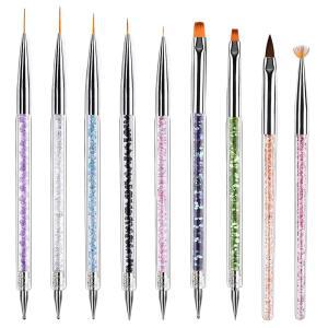 네일 아트 브러시 9PCS 가정용 및 전문 살롱용 라이너 브러시와 도팅 펜이 포함된 세트
