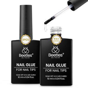 비틀즈 9 in 1 아크릴 네일 팁용 젤 붙임 Glue 투명 인조 10ml 2개 베이스 코트 블루밍 아트 롱래스팅 UV 라이트 큐어