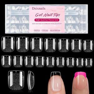 Dsixnails 360Pcs 엑스트라 숏 스퀘어 젤 네일 팁 프리 셰이프 에칭 소프트 클리어 페이크 하프 매트 풀 커버 아크릴 프레스 온 15사이즈 용 False 하기