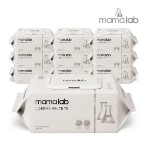 마마랩 더마화이트75 77매 10팩 캡형 고평량 75g 엠보 대용량 아기물티슈