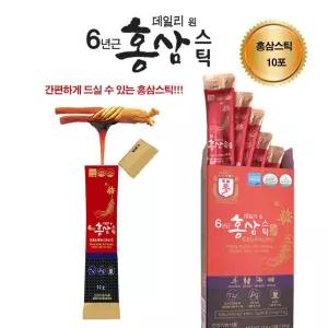 데일리원 6년근홍삼스틱 12 g x 10포 + 쇼핑백함설선물 꿀스틱 석류 인삼 홍삼정 농축액 홍삼차 인삼차 음