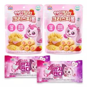 프린세스 캐치티니핑 한입 딸기 크리스피롤 40g 하츄핑의 반지캔디 13g 세트 간식 생일파티 발렌타인데이