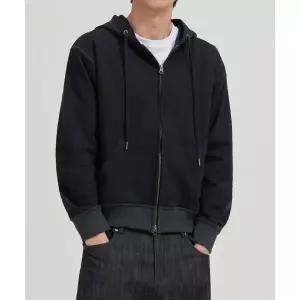 TOFFEE 세미 크롭 후드 집업 (BLACK)