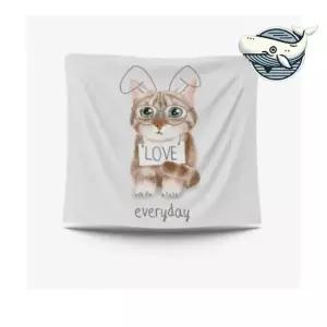 특대 고양이 그림 커튼 패브릭 가리개 실내 가림막커튼