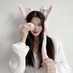 겨울귀도리 움직이는 곰돌이 쫑긋 귀마개 방한귀마개