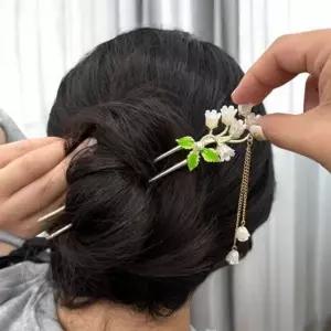 한복 진주 결혼식 헤어핀 파티 여성 비녀 고전-WFO0B2D